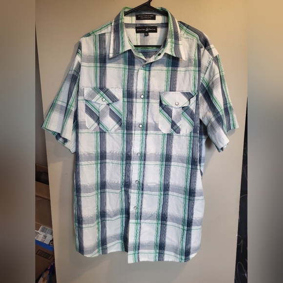Beverly Hills Polo Club Green and Blue Plaid Shirt, Size 2XL - Picture 1 of 3